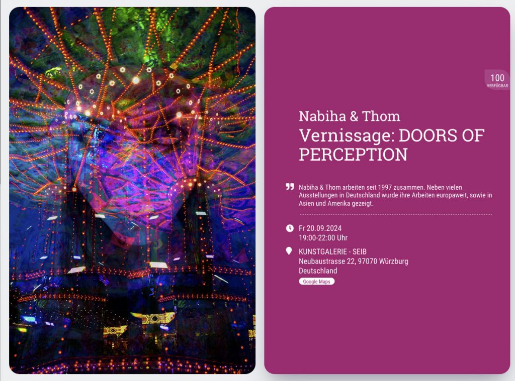 Vernissage Soloshow: DOORS OF PERCEPTION Fr. 20. September 2024 19:00, Kunstgalerie Seib, Würzburg